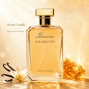 Paruvea Solaris Veil Extrait de Parfum | Warm Vanilla & Solar Amber Perfume for Women | Citrus Spice Gourmand Scent | Long-Lasting Skin Scent | 100ml 3.4 fl oz