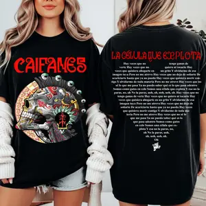 CAIFANES Aztec Skull La Célula Que Explota Printed Tee Ring-Spun Cotton Soft-Washed T-Shirt Trendy Tops Perfect Gift