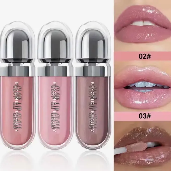 3pc Beyond Lip Beauty Lip Gloss - 02# & 03# Lipstick Makeup for Glossy Lips