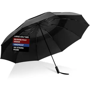 Umbrellas for Rain and Sun Windproof Compact Travel Golf Umbrella, Large Inverted Auto Open & Close, 10 Ribs Durable & Portable Design with Cover Bag for Men and Women