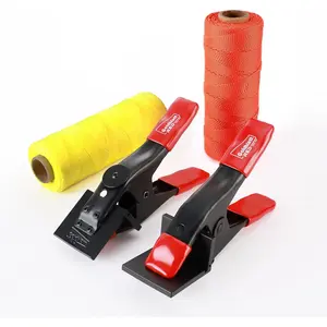 4 Pieces Line Clamps & Line String Line - Red & Orange Nylon String Rolls, Concrete Set, Construction Masonry Measurement String for A String
