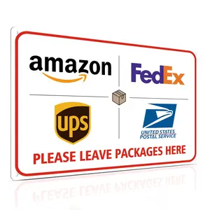 Rust-Free Aluminum Package Delivery Sign for Outdoor Use 8x 12 Inch, "Please Leave Package Here" for Porch/Front Door