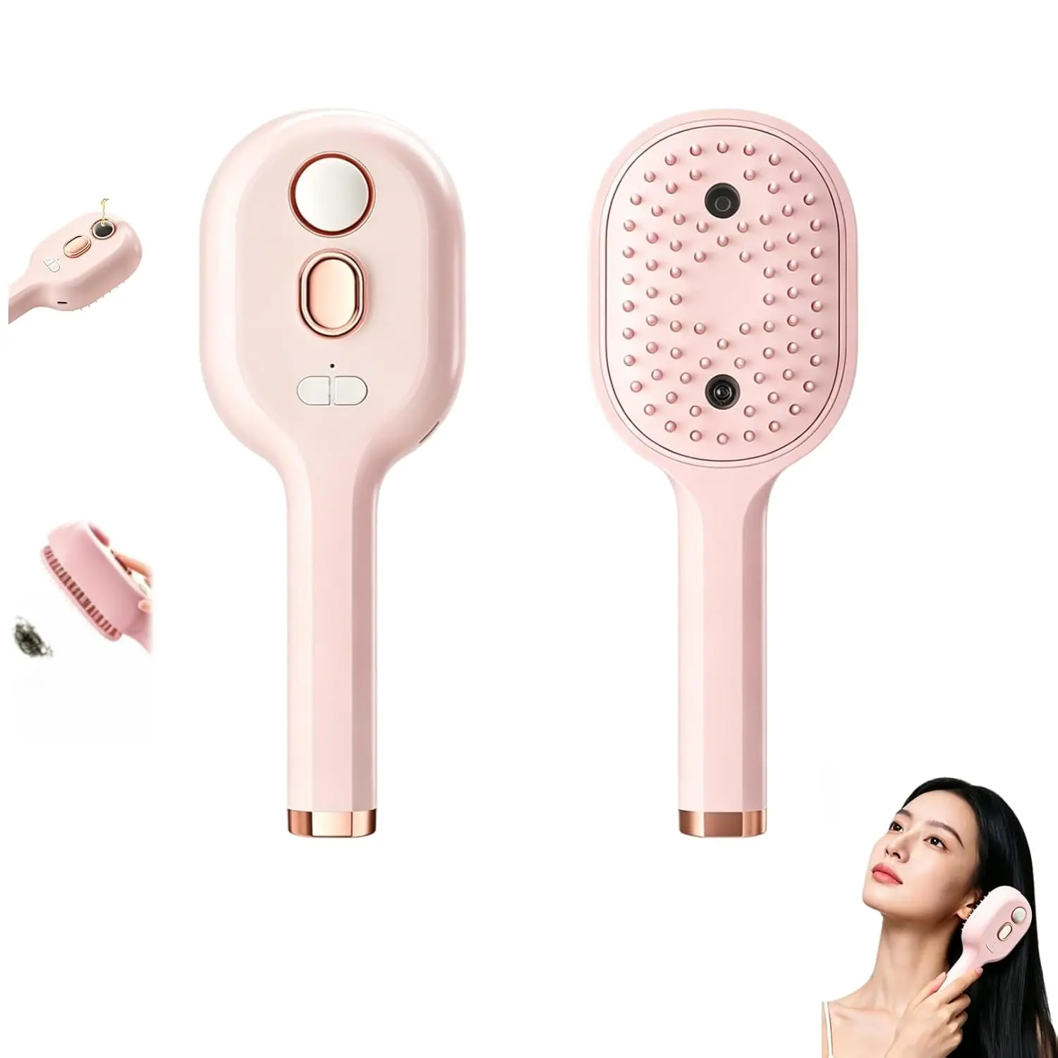 Electric Spray Telescopic Air Cushion Comb(Pink) | Ionic Anti-Static & Detangling – Rechargeable Travel Size via Type-C