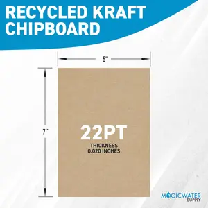 MagicWater Chipboard Sheet for DIY Projects - 5x7 Inch - 22 pt - Heavy Duty Kraft (0.020 Inch Thick) Paperboard, For Scrapbooking, Books, Picture Frame Backing, Arts Project & Crafts