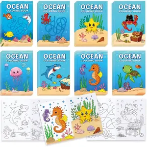 36 Pack Sea Mini Coloring Books Ocean Animal Party Favor for Kids 16 Style Ocean Theme Small Activity Coloring Books for Aquatic Birthday Party Church Activity Operation Christmas Child Shoebox