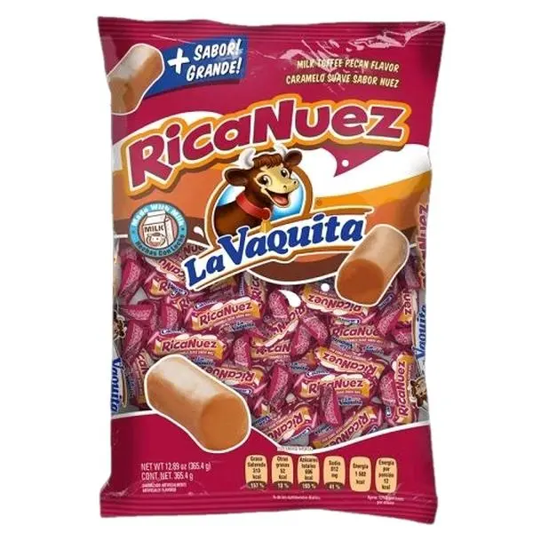 Rica Nuez La Vaquita, Milk Toffee Pecan Flavor / Caramelo Suave Sabor Nuez 12.89 oz bag