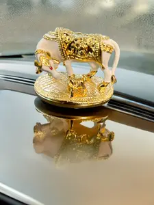 Beautiful Small Size Cow & Calf  ( Goddess Kamdhenu) Statue or Idol for Car Dashboard, Pooja , Office Table Showpiece , Gift