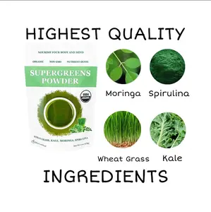 Cherie Sweet Heart Organic Super Greens Powder 30 OZ 170 Servings with Moringa Spirulina Wheat Grass & Kale Highest Quality Non-GMO Nutrient-Dense Drink