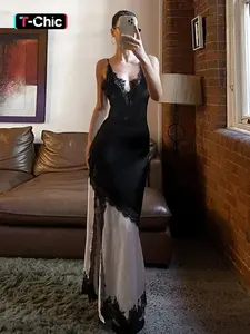 Elegant Lace Contrast Sexy Backless Sleeveless Dress, Women's Summer Party Dresses, Casual & Formal Wear, Elegance, Perfect for Night Out