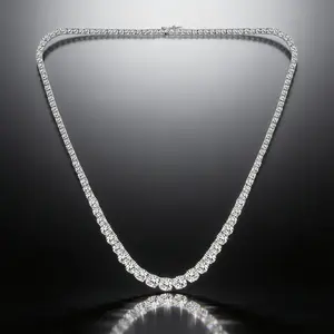 GEMSME Unisex Graduated 3-6MM CZ Tennis Necklace Round Cubic Zirconia Classic Hiphop Style Chain for Men Women 16-24 Inches Valentines Day Birthday Gift YNN1905-W