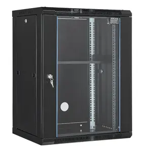 VEVOR 15U Wall Mount Network Cabinet, 500 lbs Max. Ground Load Capacity, Server Rack Cabinet Enclosure with Locking Tempered Glass Door, Side Panels, Q235 Carbon Steel, for IT Equipment, A/V Devices