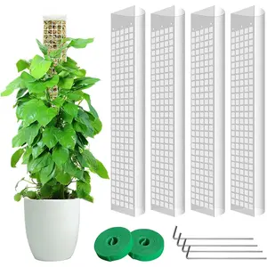 4 count 24 Inch Plastic Moss Pole for  Monstera, Stackable  Support for Indoor Climbing , Moss Pole Work with Sphagnum Moss