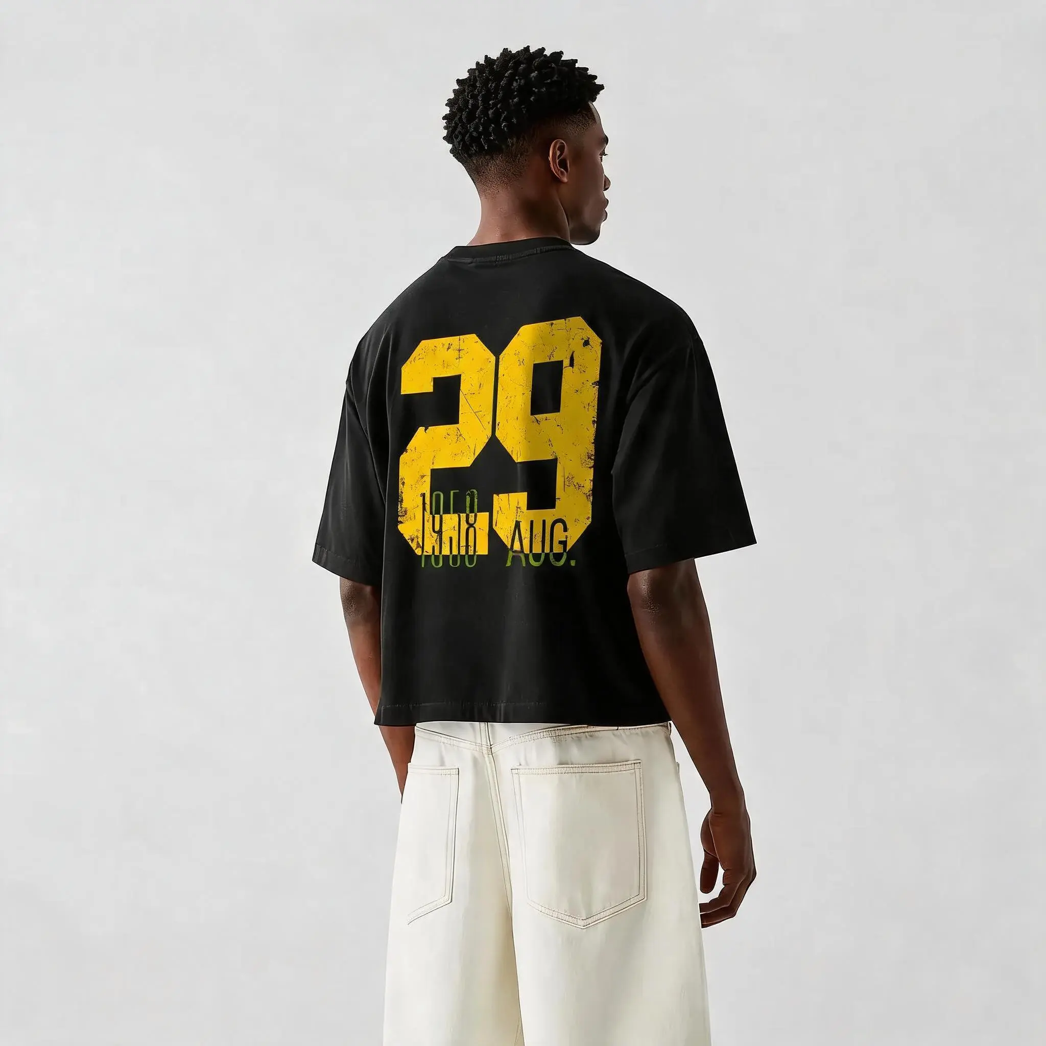 Cropped Tee, 100% Cotton, Casual Crewneck Tshirt, Mens Graphic Tees, MeJend Boxy tee, Thick Fabric tshirt