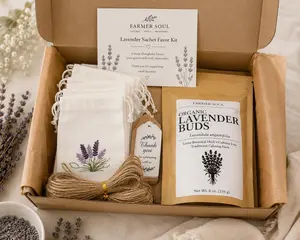 DIY Organic Lavender Sachet Kit – Wedding Favor Kit with USDA Organic Lavender for Bridal Shower, Baby Shower & Party Gifts