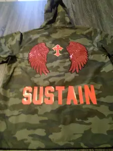 UNISEX "SUSTAIN" CUSTOMIZED FATIGUE FLY RED WATER-RESISTANT WINDBREAKER