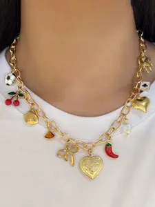 Fashion Heart Pendant Necklace, Bow Shell Football Charm, Chain, Trendy Jewelry Gift for Women