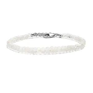 Rainbow Moonstone 25.00 ctw Beaded Bracelet in Rhodium Over Sterling Silver 7.25-9.25In