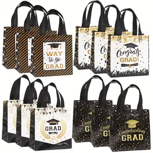 Graduation Gift Bags Set, 12/24 Pcs Grad Party Supplies, Non-Woven Fabric Handle Bag, Congratulations Graduate Gifts