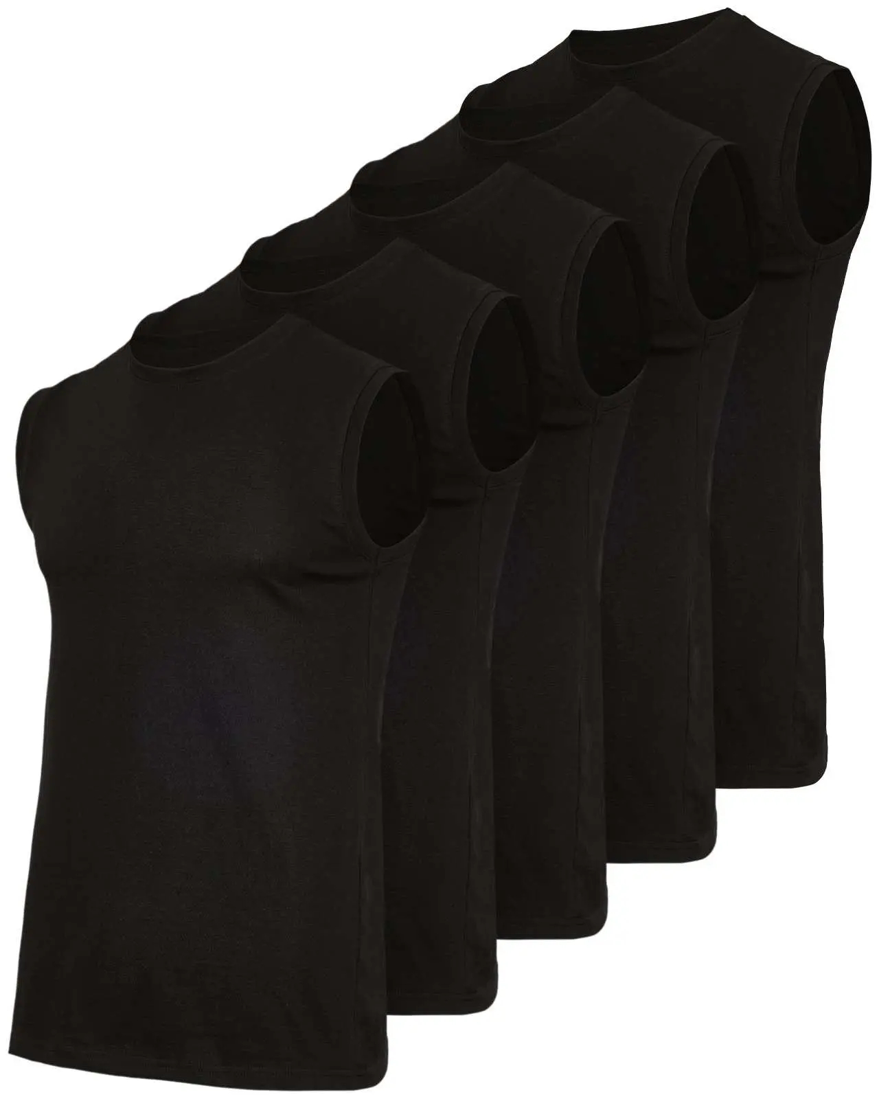 Real Essentials 5 Pack: Men's 100% Ultra Soft Cotton Sleeveless Crewneck Tank Top Casual Shirts Tees (Big & Tall Available)