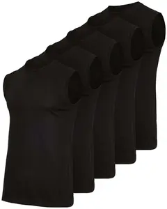 Real Essentials 5 Pack: Men's 100% Ultra Soft Cotton Sleeveless Crewneck Tank Top Casual Shirts Tees (Big & Tall Available)