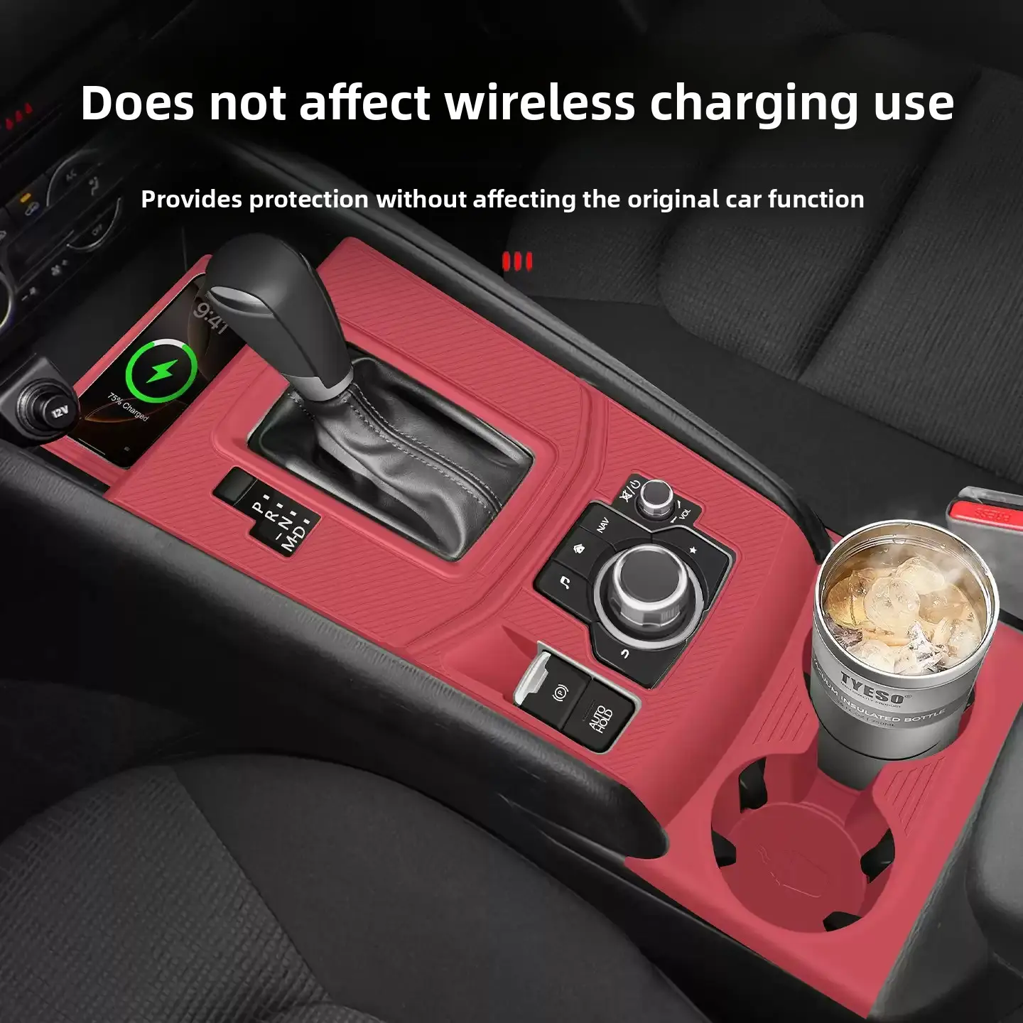 Silicone Center Console Cup Holder Protective Mat for 2017–2025 Mazda CX-5 ,CX-30,CX-50 Anti-Slip Anti-Scratch Washable Car Interior Accessories