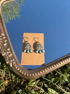 Checkered dangly earrings