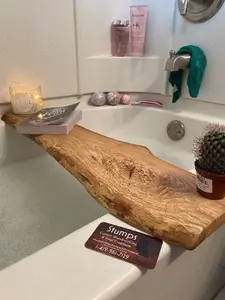 Spalted Bathtub Tray Handmade Wooden Bath Board with Unique Grain Natural Spalting Patterns Food-safe Finish Rustic Decor for Bathroom Use