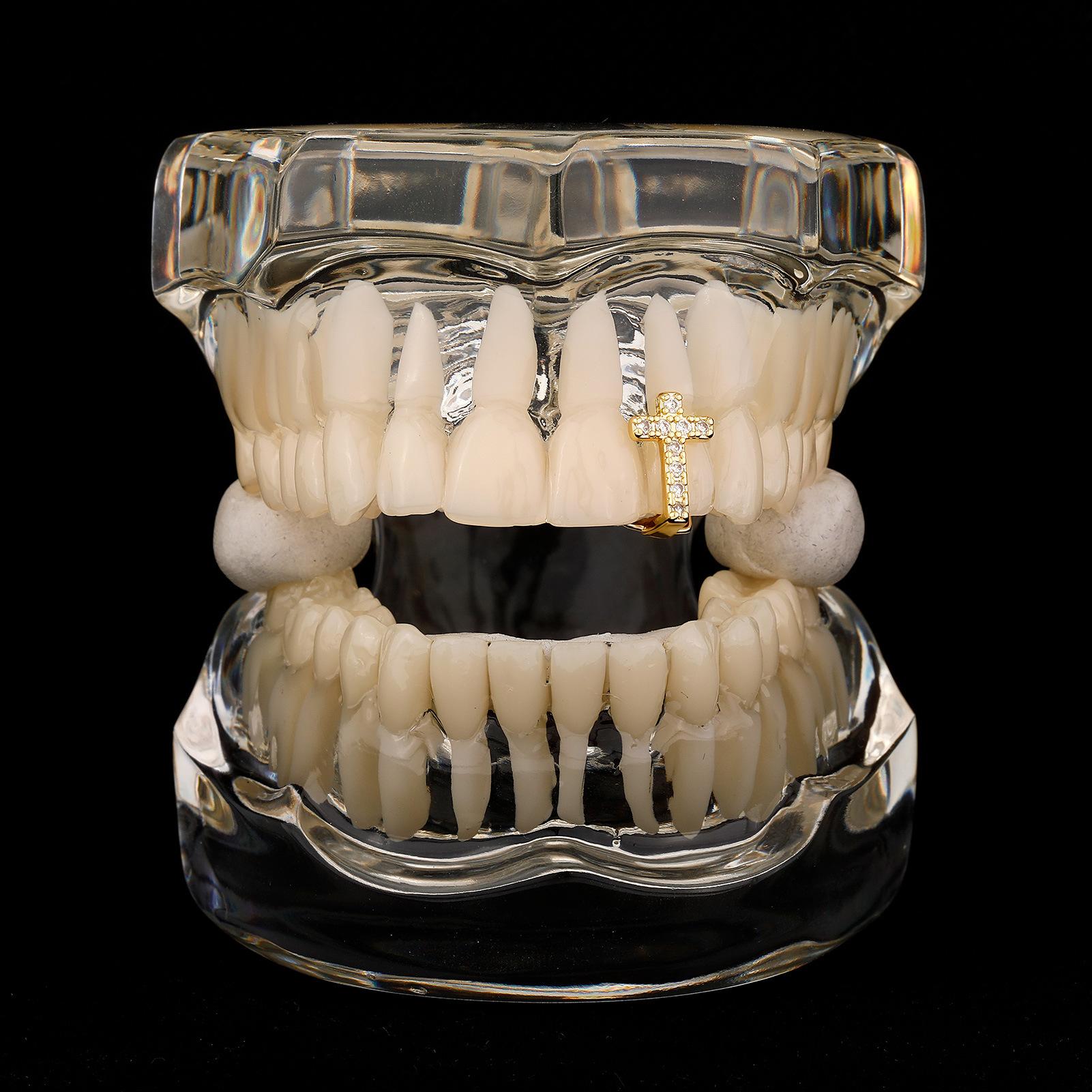 New personality and fashion selling single braces love full zircon braces TEMU explosions Halloween braces exquisite daily tide matching ornaments.