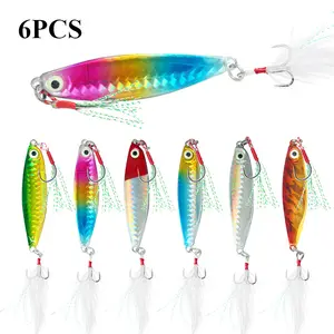 6PCS Metal Jig Fishing Lure 0.35oz-1.06oz Shore Casting Swimbait VIB Spoon Fishhooks Artificial Bait Lake Ocean Tackle Pesca
