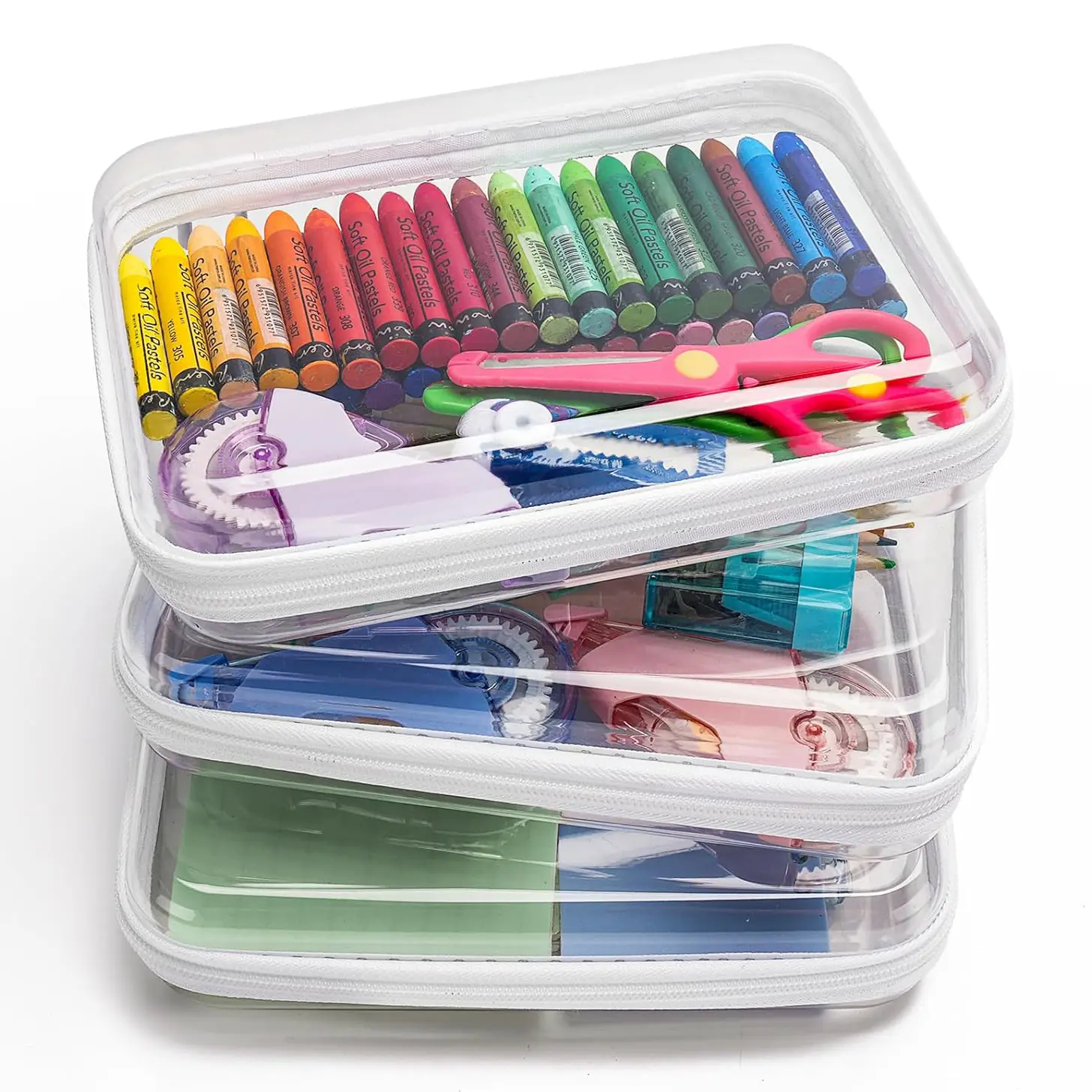 Multifunctional Storage Bin Set - 3Pcs (1 Large + 2 Small) Collapsible Modern Rectangle Foldable Organizer with Zipper, Portable Home Storage Solutions for Toys/Stationary, Modern Home Decor
