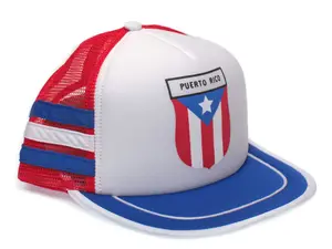 Puerto Rico Flag Hat Classic 3 Stripe Cap Truckers Unisex Adult One-Size