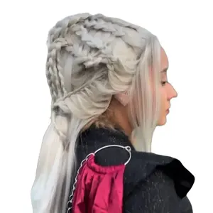 Daenerys Targaryen Wig, Heat Resistant, Custom, Season 8, Braids, Khaleesi, Dothraki Hairstyle, Lace Front, 28 Inches, Myssivan
