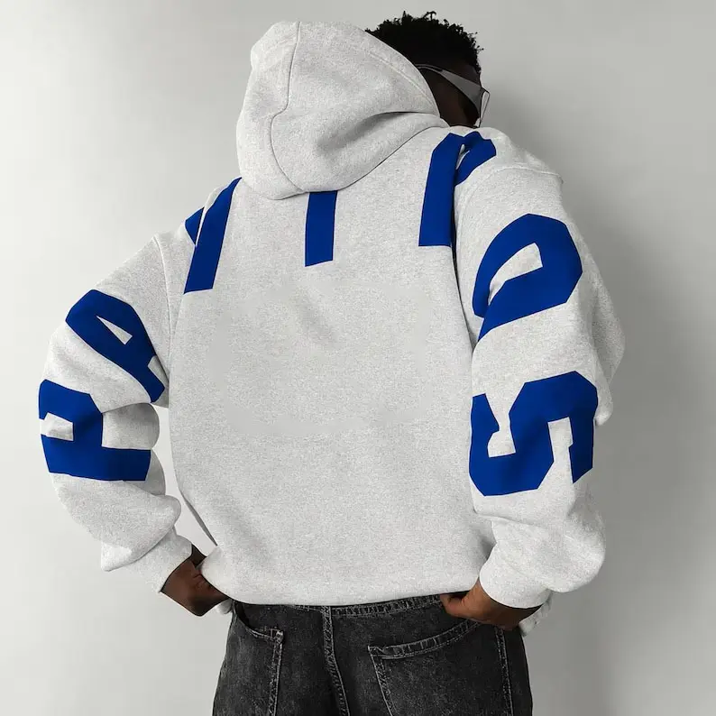 Personalized Arm to Arm Lettering Oversized Hoodie, Arm to Arm Big Bold Text Customizable Letter