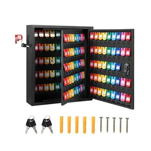133 Positions Wall Mount Key Cabinet Organizer with Lock & Colored Tags | Heavy Duty Steel Secure Key Storage Box for Office, Hotel, Valet & Car Management (Black)