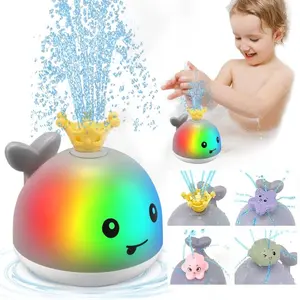 Electric Sensory Water Whale Bath Toy with Lights, Bath Bubble Maker, 4 nozzles with random colors, Summer Bathroom Playtime Fun for Kids