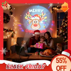 LED Christmas Projection Lamp 5V/1A with 10 Patterns USB Powered for Home & Car Use 360° Rotatable Projector for Holiday Party Atmosphere