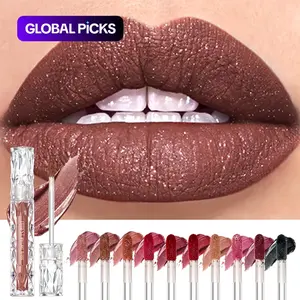 Waterproof Diamond Shimmer Glitter Lipgloss Matte Liquid Lipstick Shiny Pearl Lip Glaze Long Lasting LipTint Glittery Lip Gloss Cosmetic Lipstick Women Makeup #GLOBAL PICKS