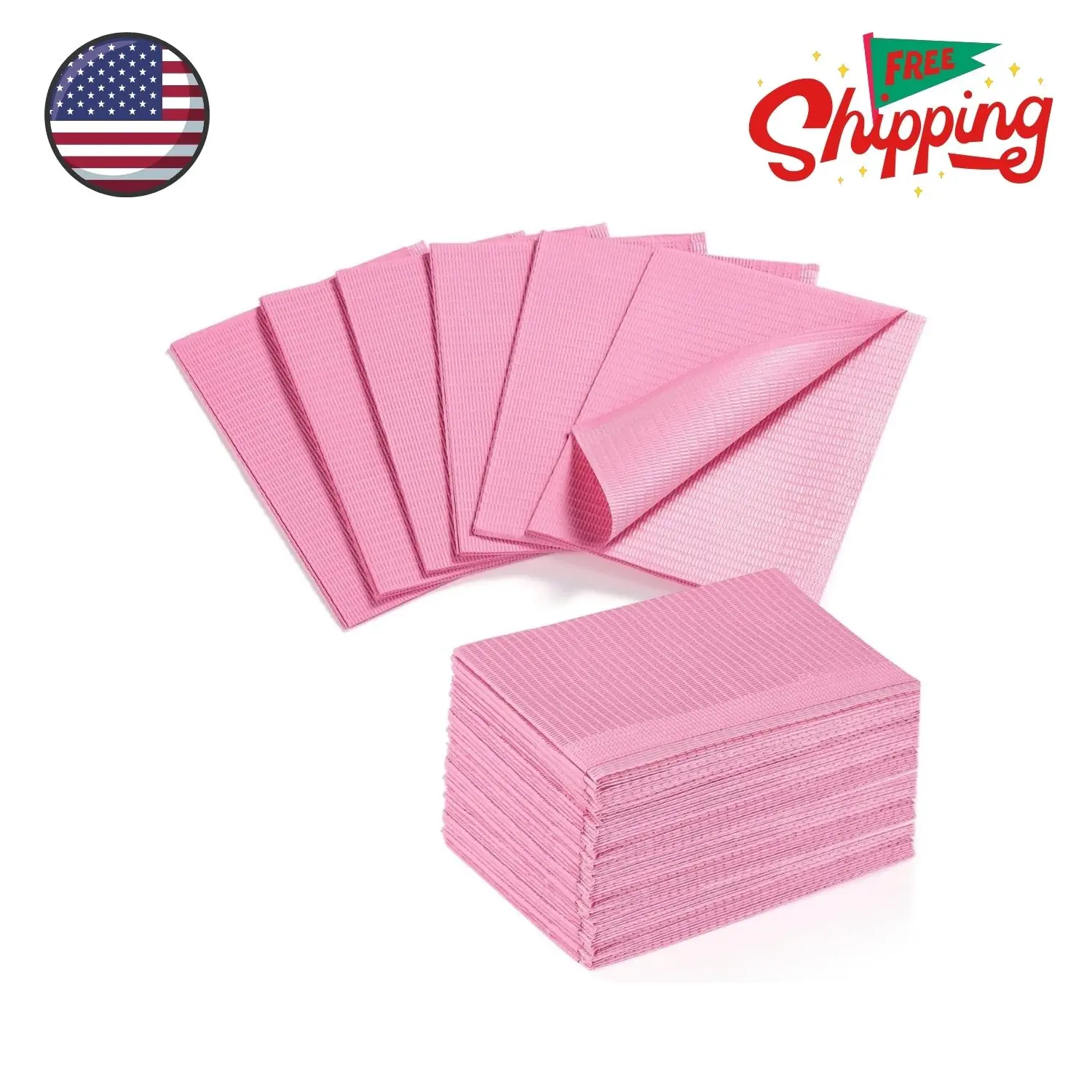 Disposable Nail Mats, 50 Pcs 3-Ply Absorbent Nail Table Pads with PE Backing, 18” x 13” (Pink)