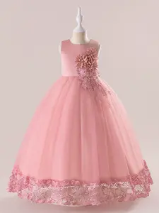Pink Kids Clothes Princess Beading Long Ball Gown Children Formal Evening Party Pageant Prom Host Cocktail Dress Flower Girls for all Season 4 to 14 Years Princess Seraphina Dress