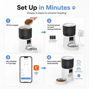 Automatic Cat Feeder with Camera, 4L Smart Pet Feeder with Tuya App Control, Timed Food Dispenser with Portion Control, Dual Power Supply for Cats & Dogs
