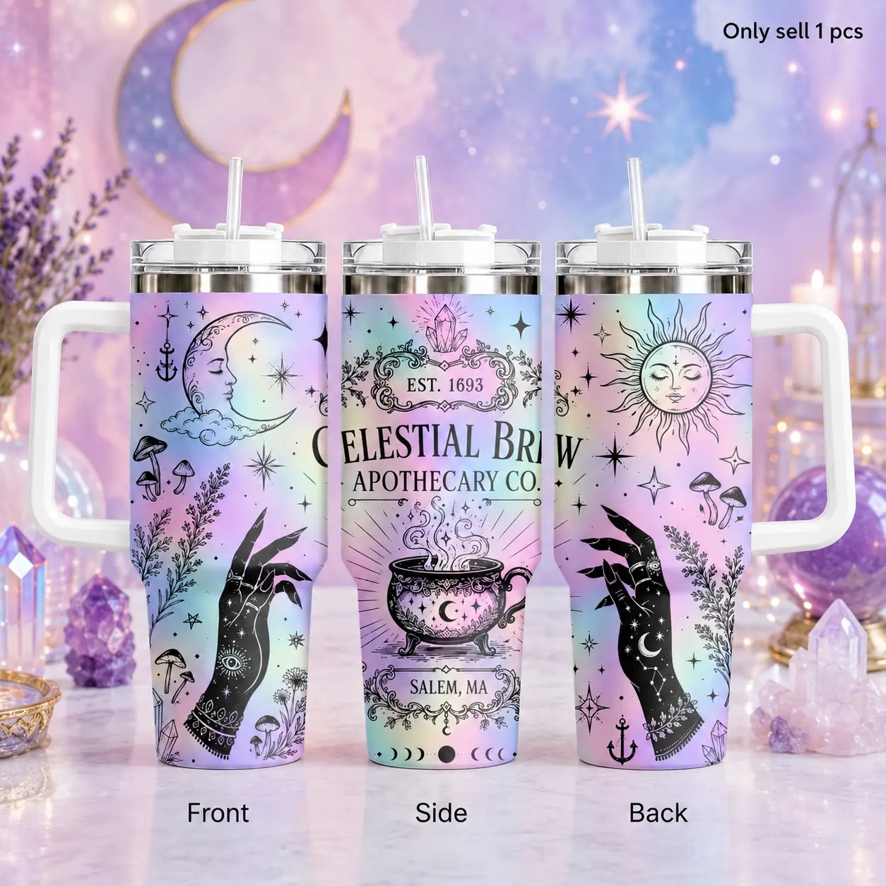 GuLuBoo Witch Halloween-Themed Vacuum Flasks 40oz Stainless Steel Insulated Tumbler, Leak Proof Travel Mug with Straw, Portable Water Bottle for Coffee, Gym & Office, Creative Drinkware Cup Ideal Holiday Gift