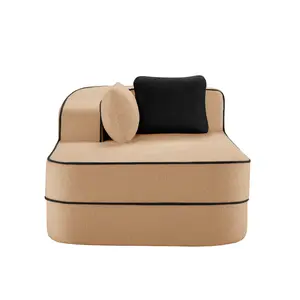 Left Chaise Sofa with Pillows Teddy Fabric Camel Color L-Shaped Couch for Living Room, Cozy Sectional Sofa with Soft Plush Upholstery, Modern Furniture with Chaise Lounge, 1-Piece, Living Room Furniture for Apartment, Lounge, Family Room