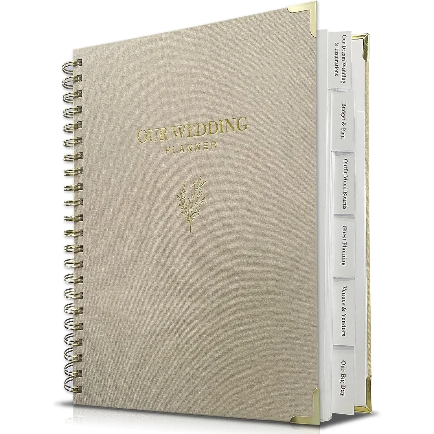 Wedding Planner Book and Organizer for Bride - Elegant Linen Cover Wedding Planning Binder with Checklists,Pockets & Calendars, Engagement Gifts for Couples(Apricot)