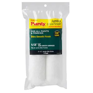 212 MAIN Purdy 140626053 6.5x0.5in Ultra Finish Jumbo Mini Roller Cover - 2-Pack, Mini Frame Fit, For Hard To Reach Areas, Semi Smooth Surfaces