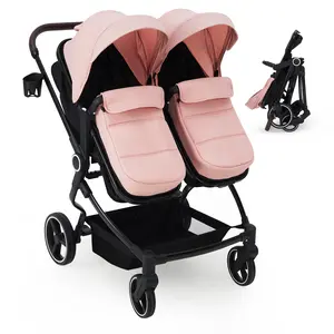 Lightweight and Collapsible Side by Side Double Stroller for Twins – High Landscape Seats – Adjustable Canopy & Reclining Seats – Easy Travel Stroller – For Newborns & Toddlers