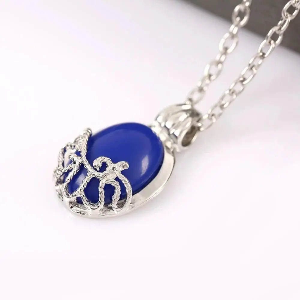 Fashion Movie The Vampire Diaries Necklace Vintage Katherine Pendant Charm Jewelry Cosplay For Women Blue Stone Choker Wholesale