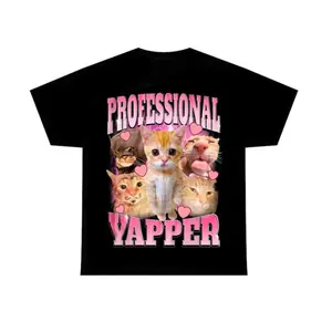Professional Brand Yapper Brand Yapper Shirt Funny Cat Pattern T-Shirt Cute Pattern T-Shirt 100% Cotton Women's Top Classic Cut Accurate Size Women's Medium Size, Unisex, Fashion, Casual, Trendy