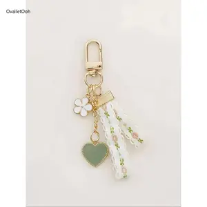 Cute Flower & Heart Design Pendant Keychain for Women & Girls, Fashion Exquisite Bag Charm Key Clip, Trendy All-Match Daily Accessory & Perfect Birthday Gift