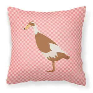 Indian Runner Duck Pink Check Fabric Decorative Pillow BB7865PW1818