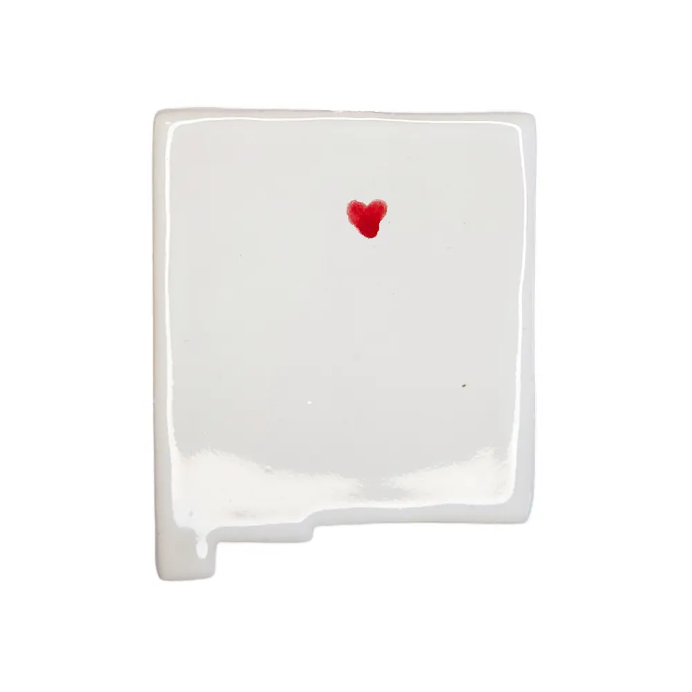 New Mexico Custom Ceramic Magnet for Fridge - Handmade Gift with Red Heart Design